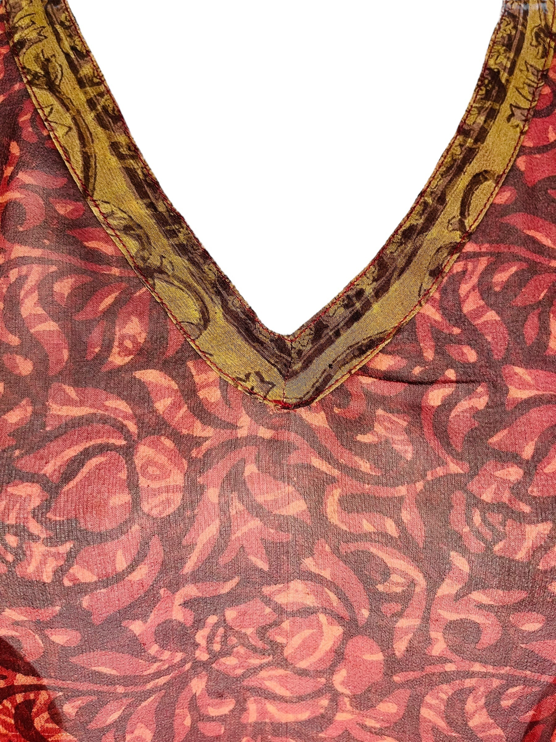 PRG7480 Sheer Avatar Pure Silk Short Kaftan Tunic without Slits - Velora