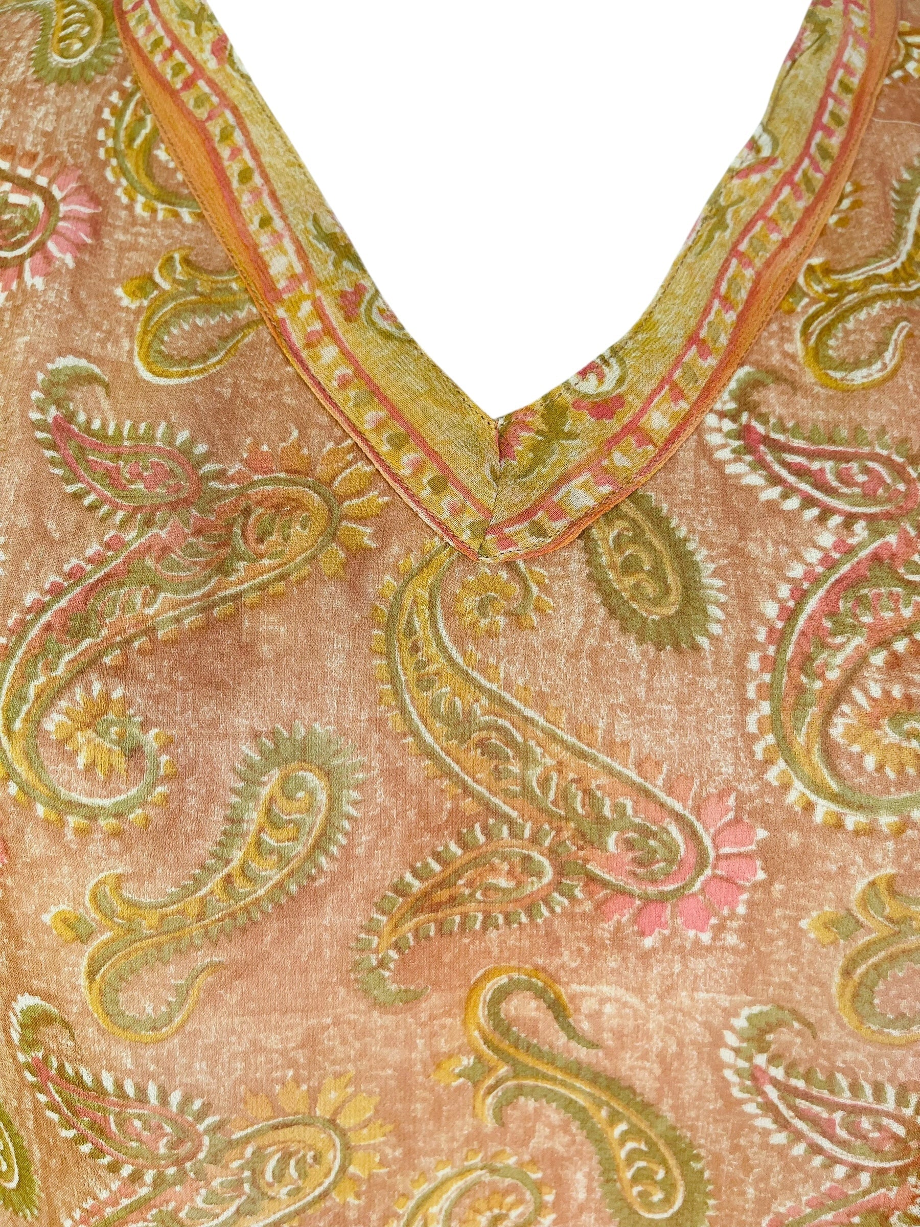 PRG7488 Sheer Avatar Pure Silk Short Kaftan Tunic without Slits - Velora