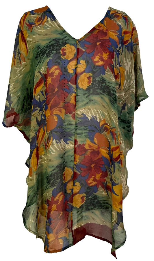 PRG7051 Sheer Avatar Pure Silk Waterfall Top - Velora