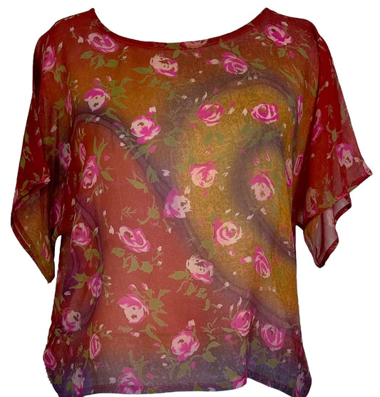 PRG4872 Sheer Avatar Pure Silk Boxy Top - Velora