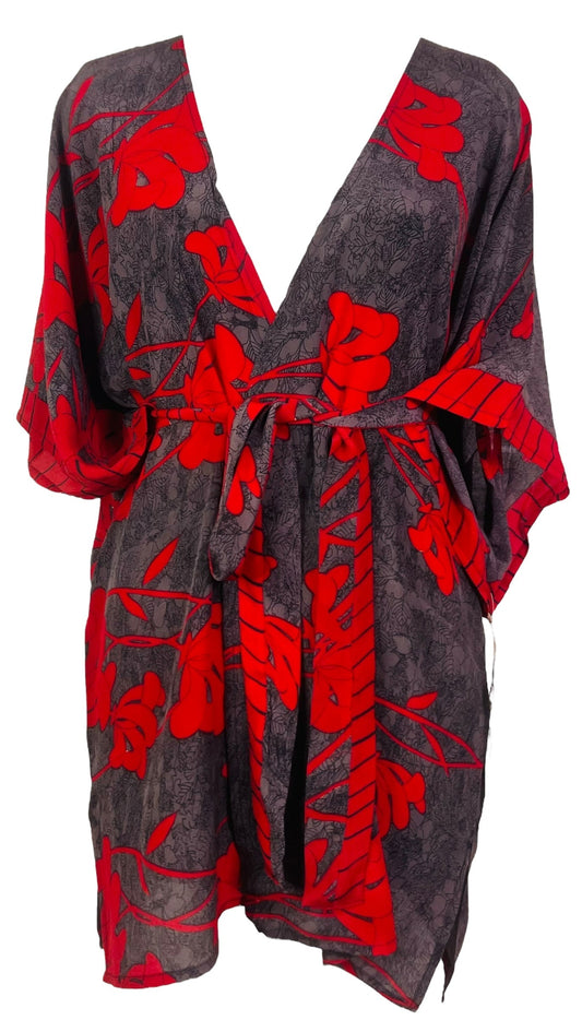 PRC7513B Avatar Pure Silk Kimono-Sleeved Jacket with Belt - Velora