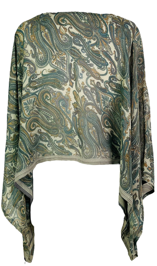 PRG7338 Sheer Avatar Pure Silk Kimono-Sleeved Top - Velora