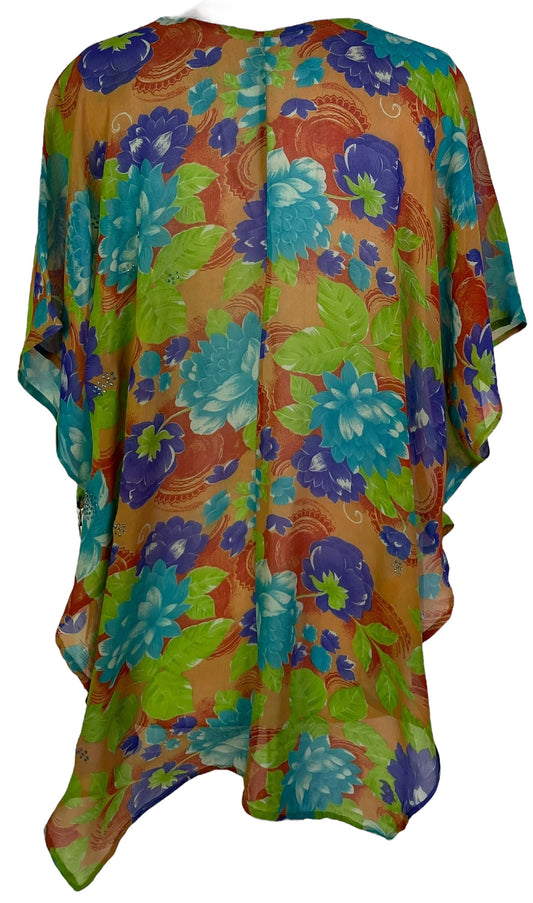 PRG7105 Sheer Avatar Pure Silk Waterfall Top - Velora