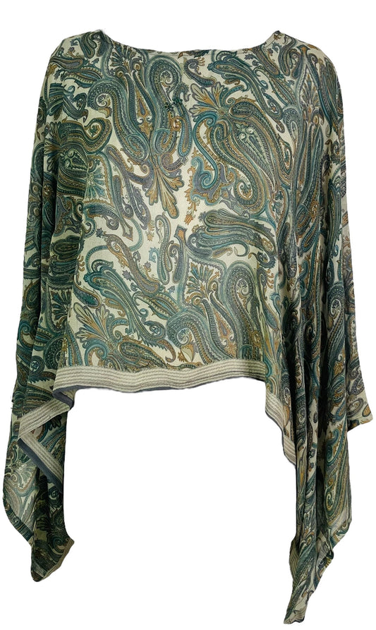PRG7338 Sheer Avatar Pure Silk Kimono-Sleeved Top - Velora