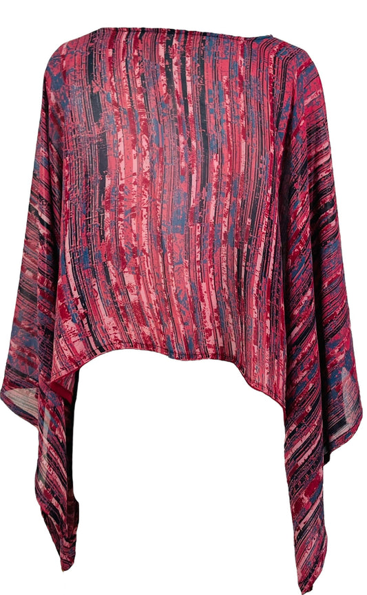 PRG7354 Sheer Avatar Pure Silk Kimono-Sleeved Top - Velora