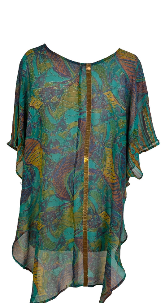 PRG7259 Sheer Avatar Pure Silk Waterfall Top - Velora