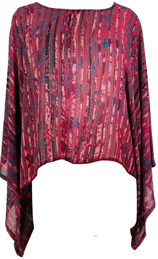 PRG7354 Sheer Avatar Pure Silk Kimono-Sleeved Top - Velora