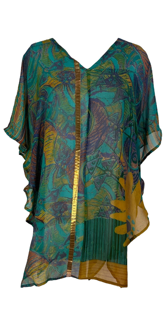 PRG7259 Sheer Avatar Pure Silk Waterfall Top - Velora