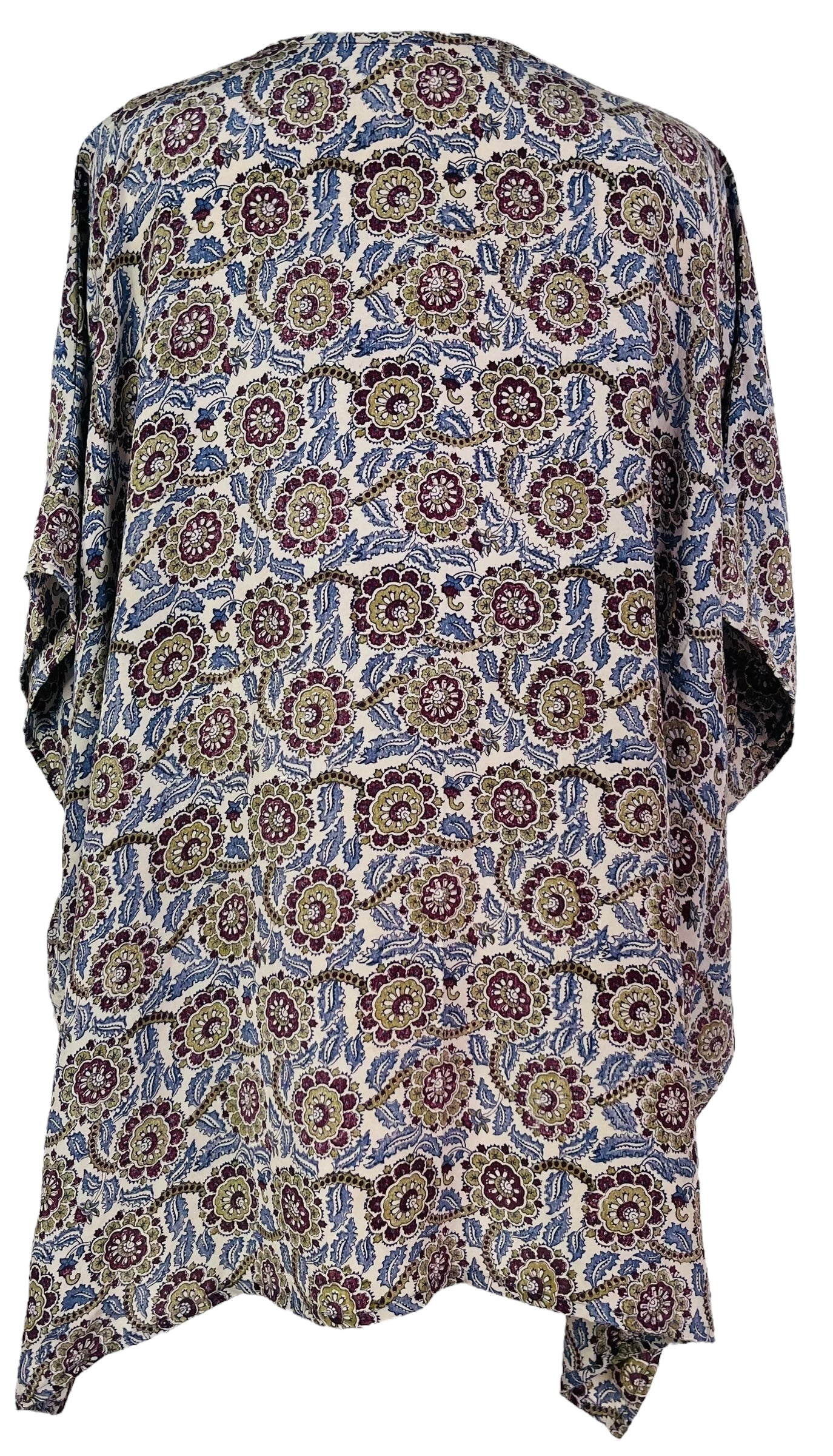 PRC7308 Avatar Pure Silk Short Kaftan Tunic with Slits - Velora