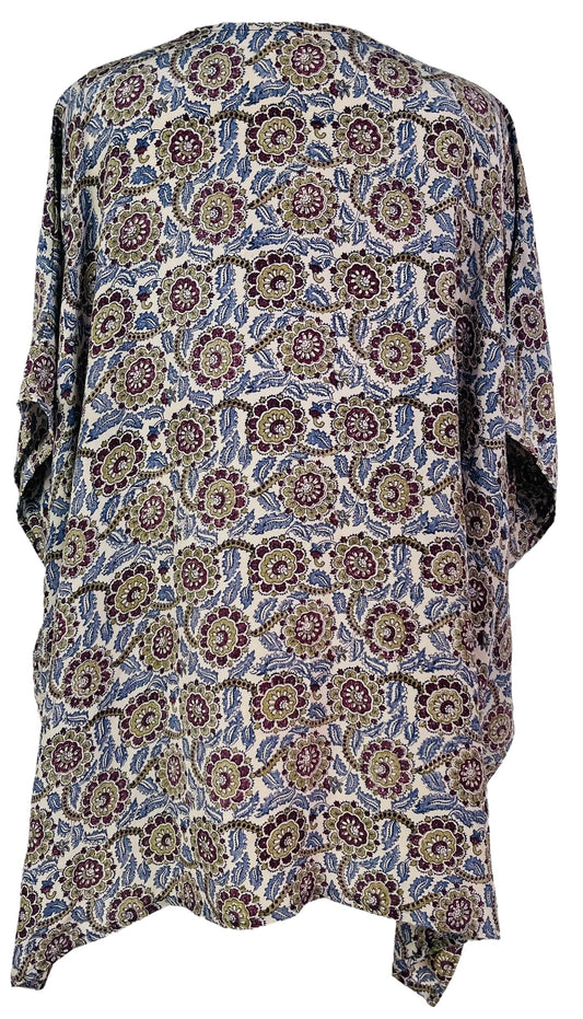 PRC7308 Avatar Pure Silk Short Kaftan Tunic with Slits - Velora