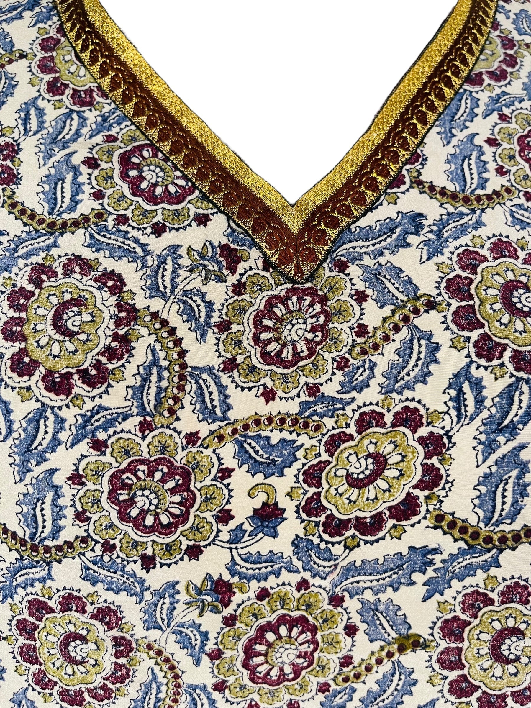 PRC7308 Avatar Pure Silk Short Kaftan Tunic with Slits - Velora