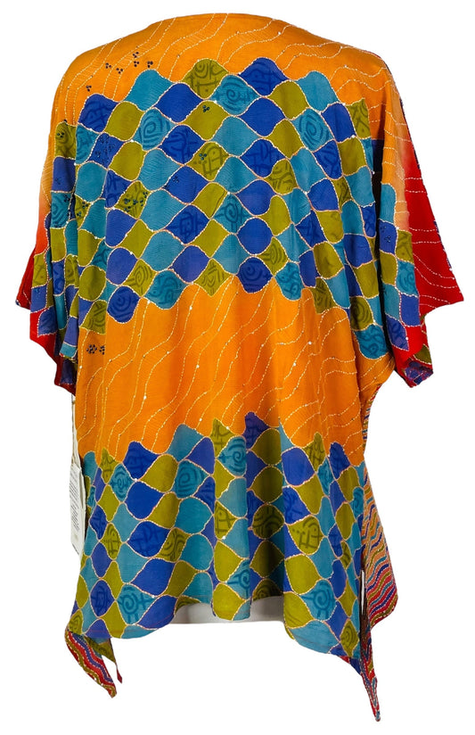 PRC7613 Avatar Pure Silk Long Tunic with Side Ties - Velora