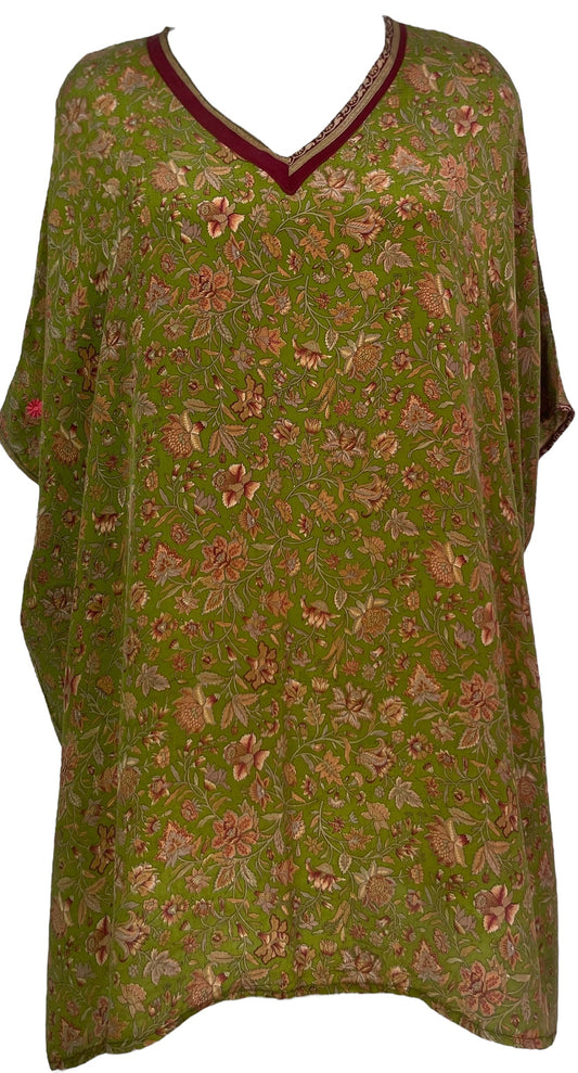 PRC7506 Avatar Pure Silk Short Kaftan Tunic with Slits - Velora