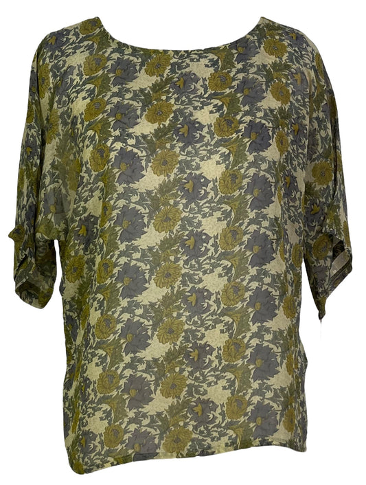PRG6853 Sheer Avatar Pure Silk Side Slit Top - Velora