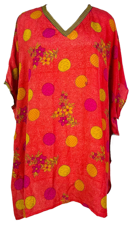 PRC7466 Avatar Pure Silk Short Kaftan Tunic with Slits - Velora