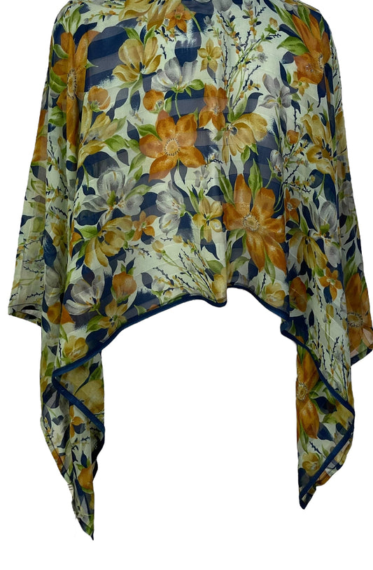 PRG6614 Sheer Avatar Pure Silk Capelet Poncho - Velora