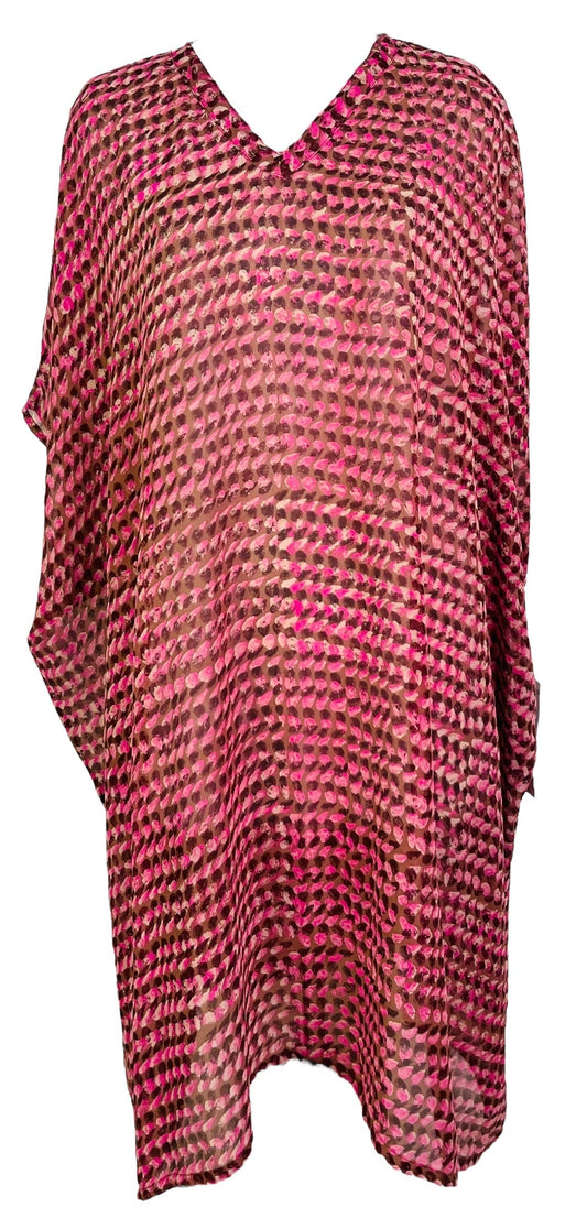 PRG7484 Sheer Avatar Pure Silk Midi Length Kaftan - Velora