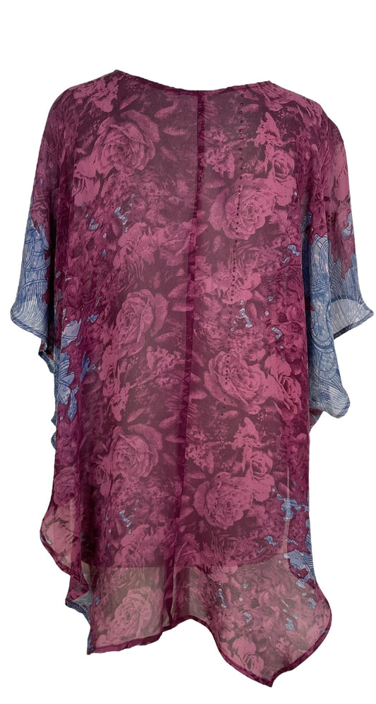 PRG7272 Sheer Avatar Pure Silk Waterfall Top - Velora
