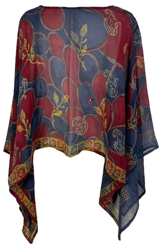 PRG7193 Sheer Avatar Pure Silk Capelet Poncho - Velora