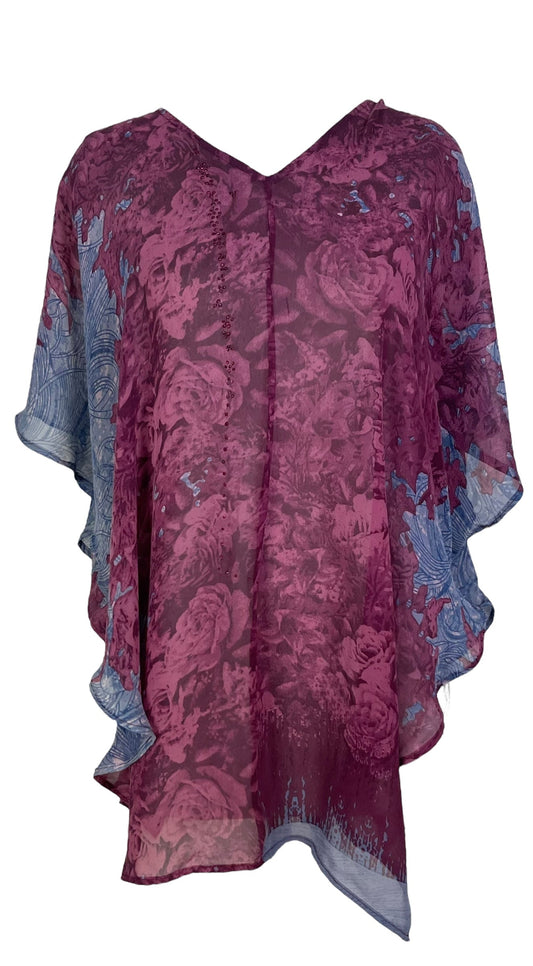PRG7272 Sheer Avatar Pure Silk Waterfall Top - Velora