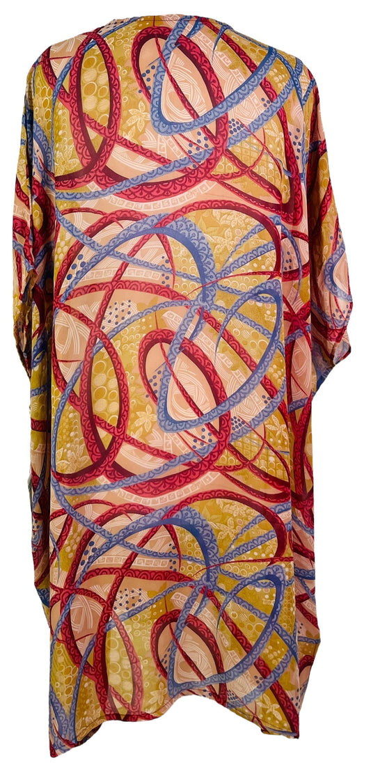PRG7478 Sheer Avatar Pure Silk Midi Length Kaftan - Velora