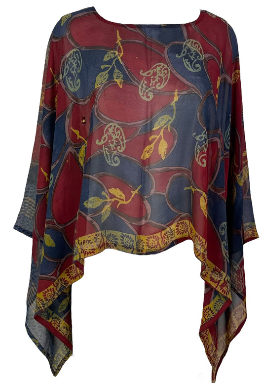 PRG7193 Sheer Avatar Pure Silk Capelet Poncho - Velora