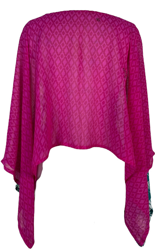 PRG7349 Sheer Avatar Pure Silk Kimono-Sleeved Top - Velora