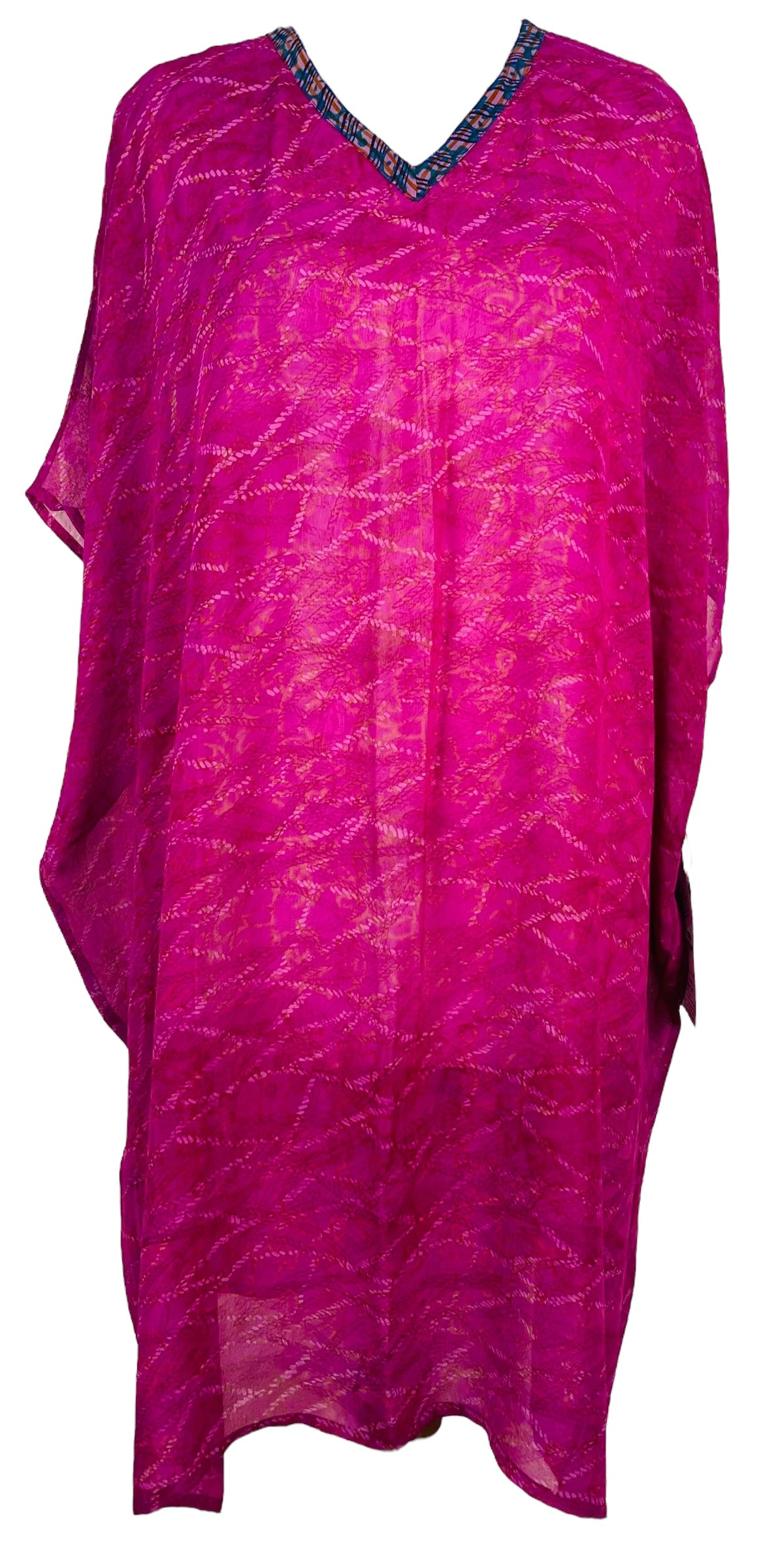 PRG7475 Sheer Avatar Pure Silk Midi Length Kaftan - Velora