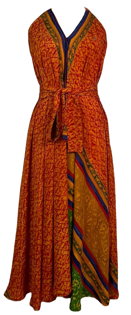 PRC7694 Avatar Pure Silk Maxi Dress with Belt - Velora