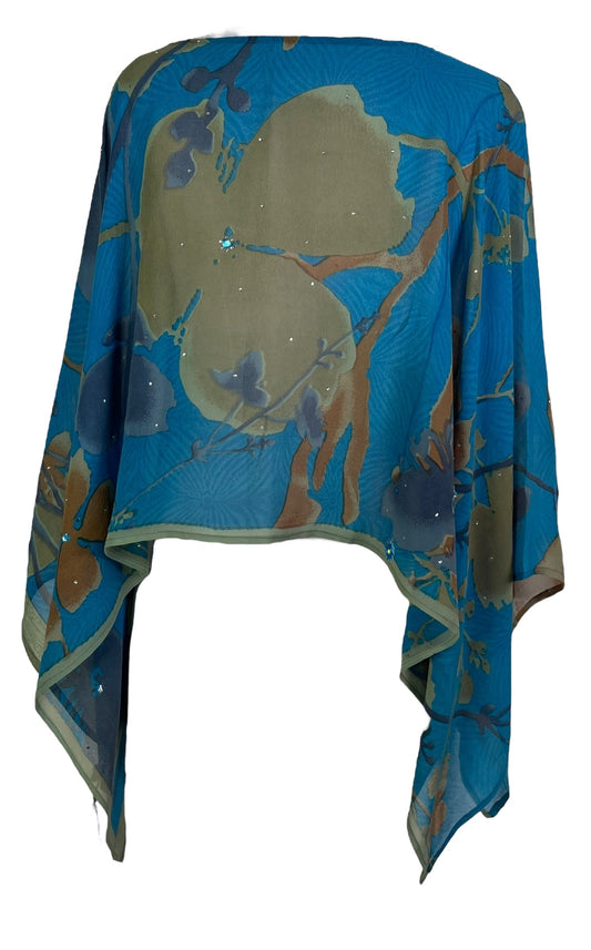 PRG7353 Sheer Avatar Pure Silk Capelet Poncho - Velora