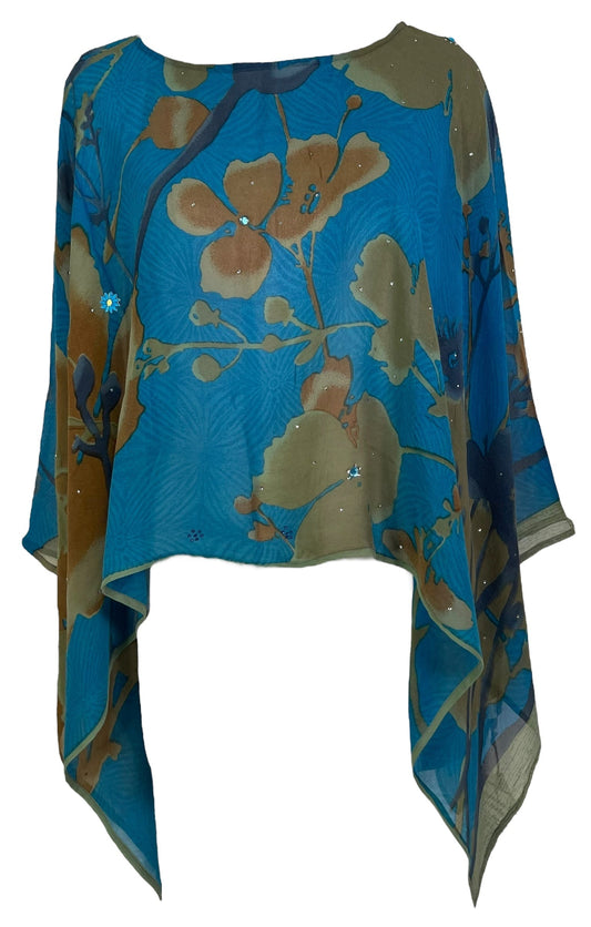 PRG7353 Sheer Avatar Pure Silk Capelet Poncho - Velora