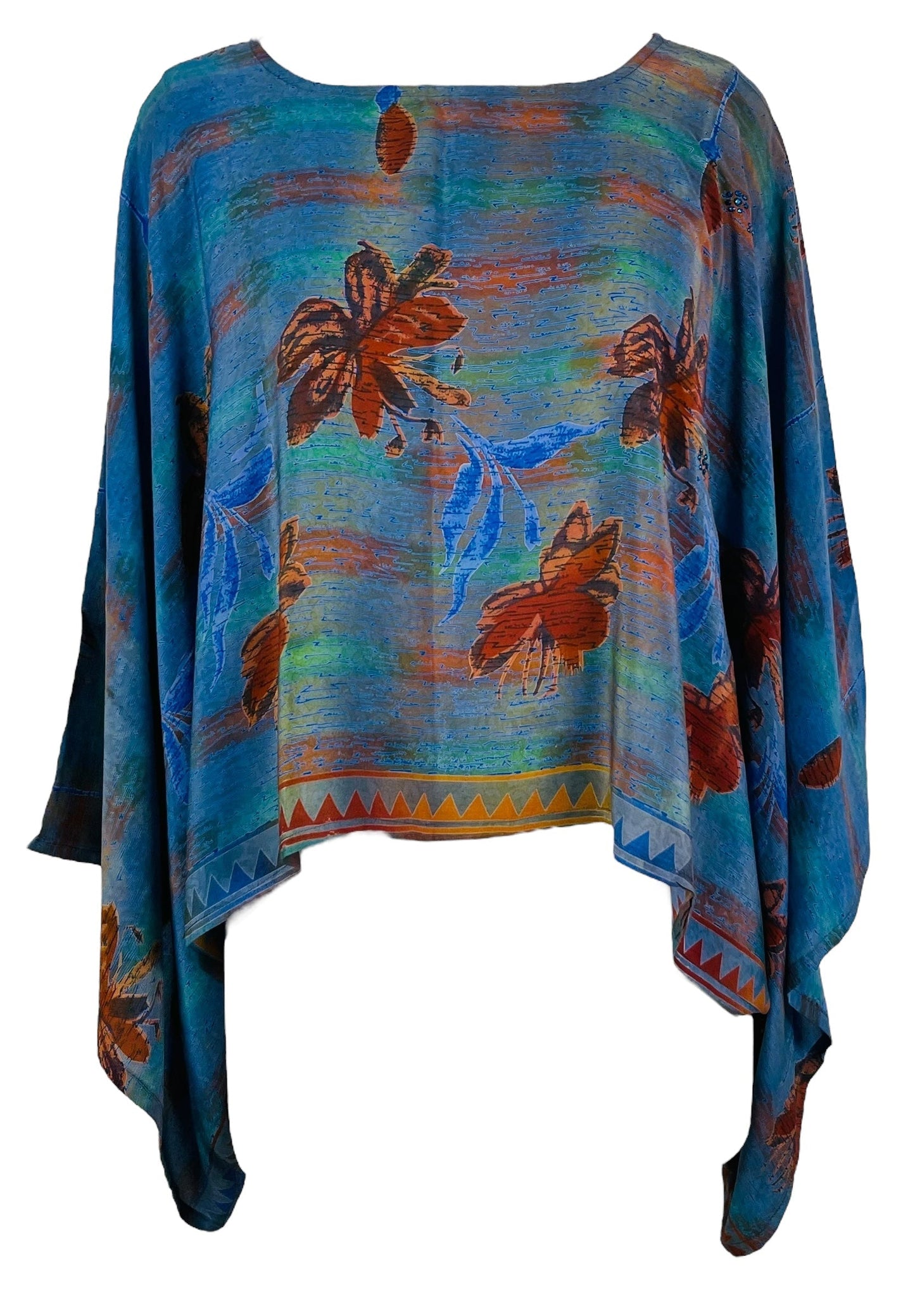 PRC7311 Avatar Pure Silk Kimono-Sleeved Top - Velora