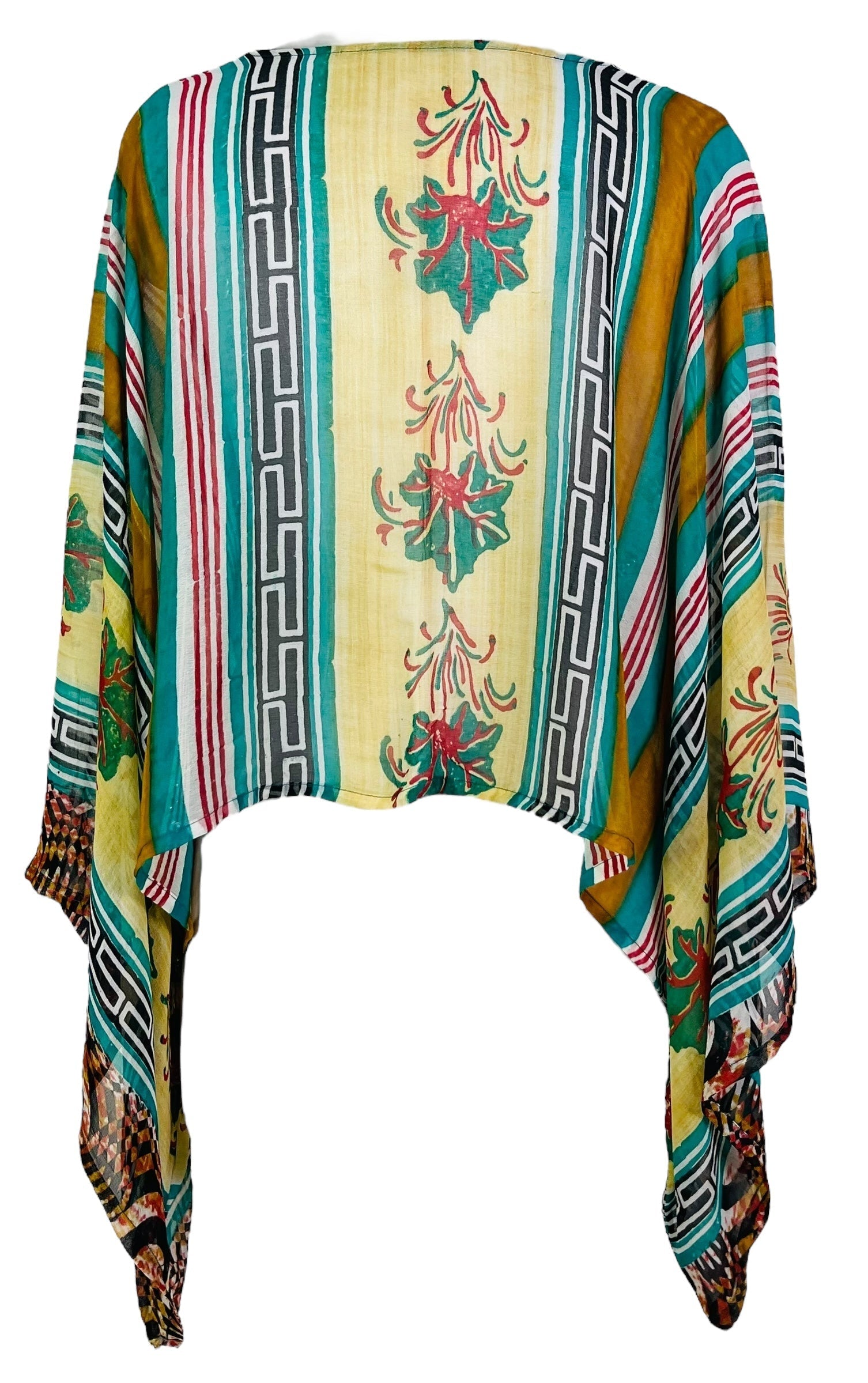 PRG7337 Sheer Avatar Pure Silk Kimono-Sleeved Top - Velora