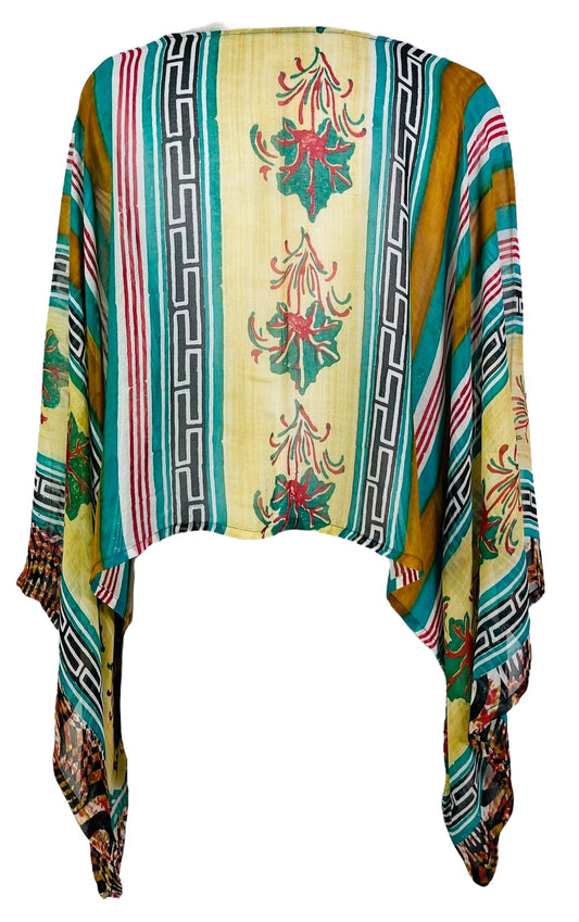 PRG7337 Sheer Avatar Pure Silk Kimono-Sleeved Top - Velora