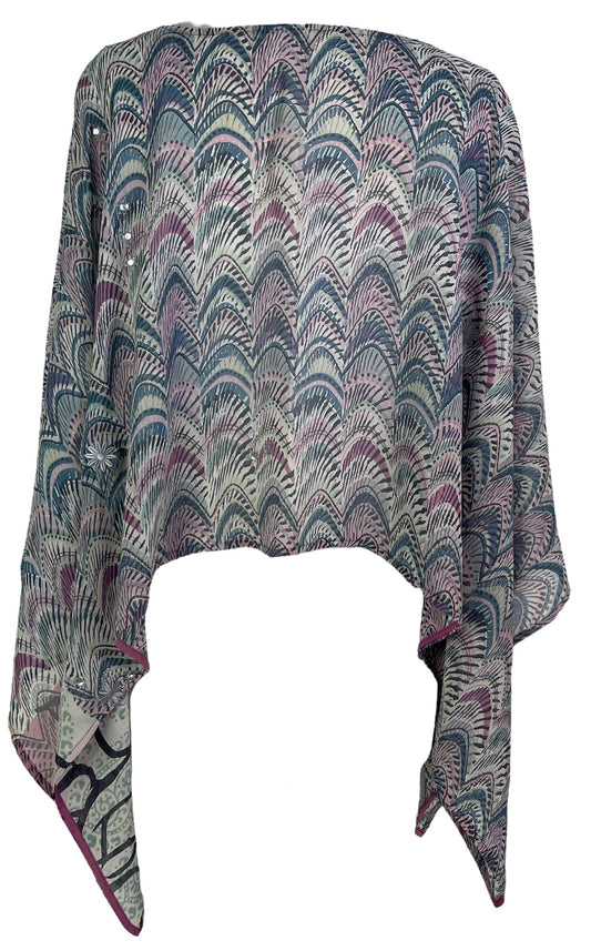 PRG7266 Sheer Avatar Pure Silk Capelet Poncho - Velora