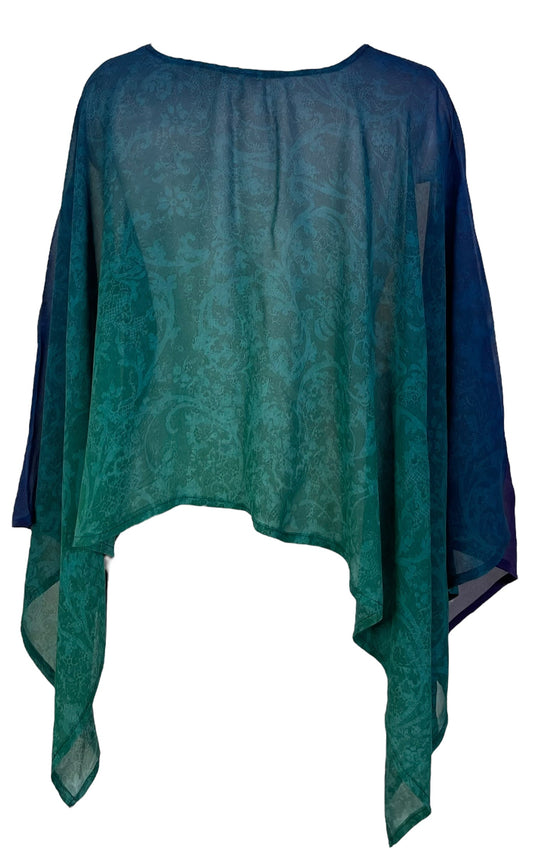 PRG6794B Sheer Avatar Pure Silk Capelet Poncho - Velora