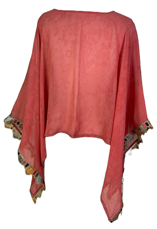 PRG7263 Sheer Avatar Pure Silk Capelet Poncho - Velora