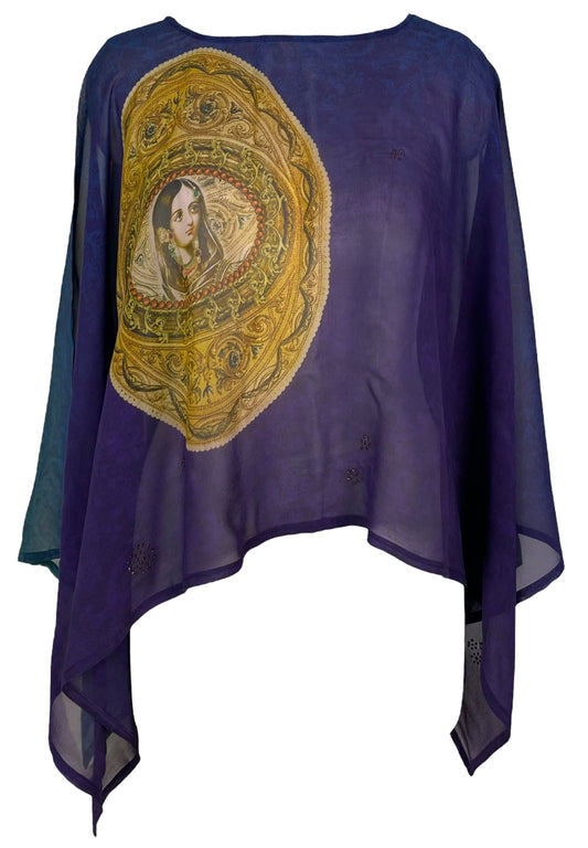 PRG6794B Sheer Avatar Pure Silk Capelet Poncho - Velora