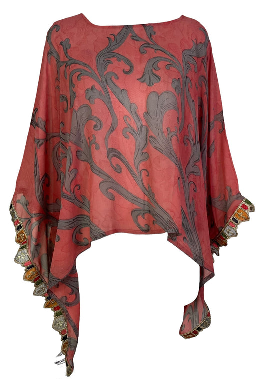 PRG7263 Sheer Avatar Pure Silk Capelet Poncho - Velora