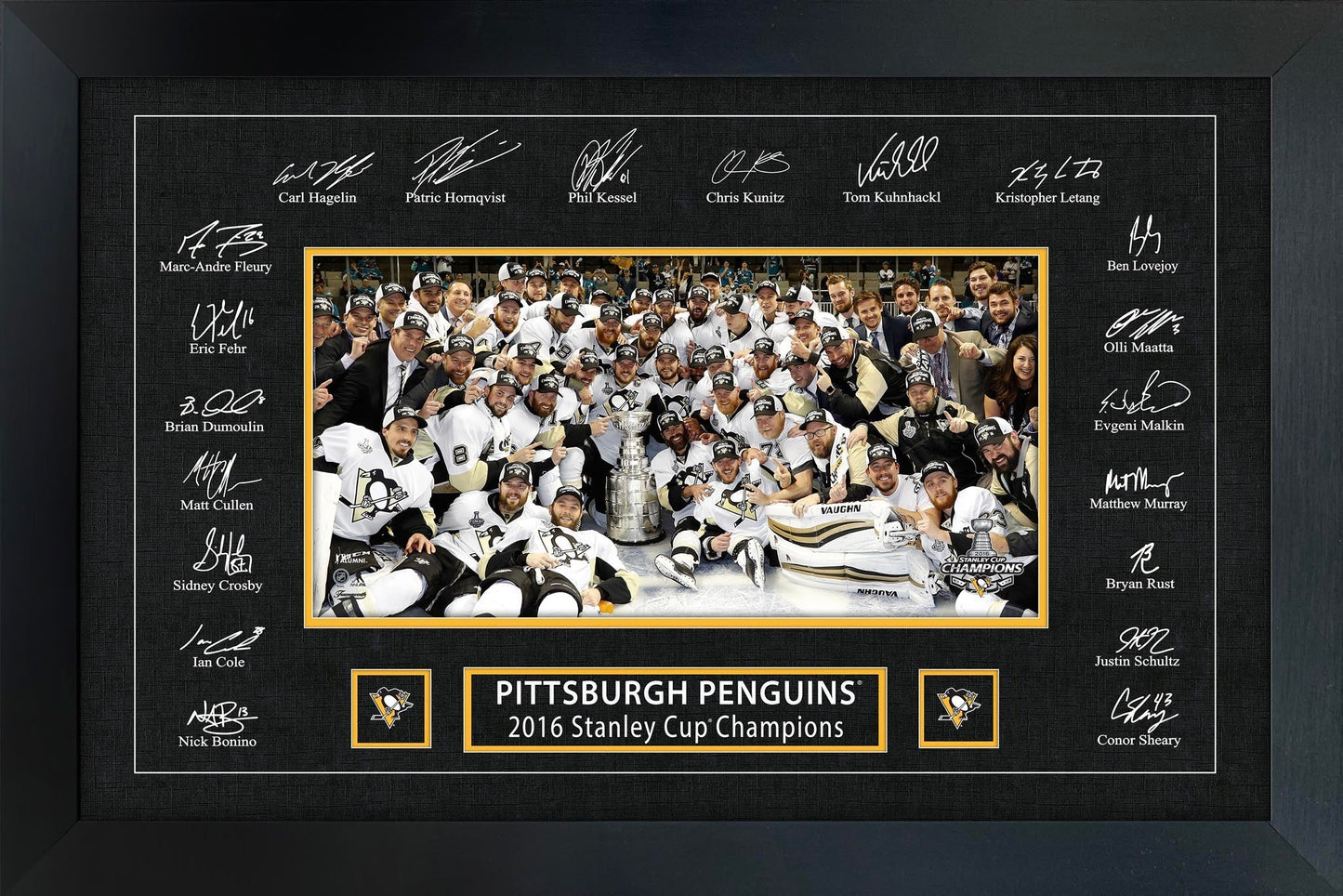 Pittsburgh Penguins 2016 Stanley Cup Replica Signature Frame - Velora Luxury Fashion