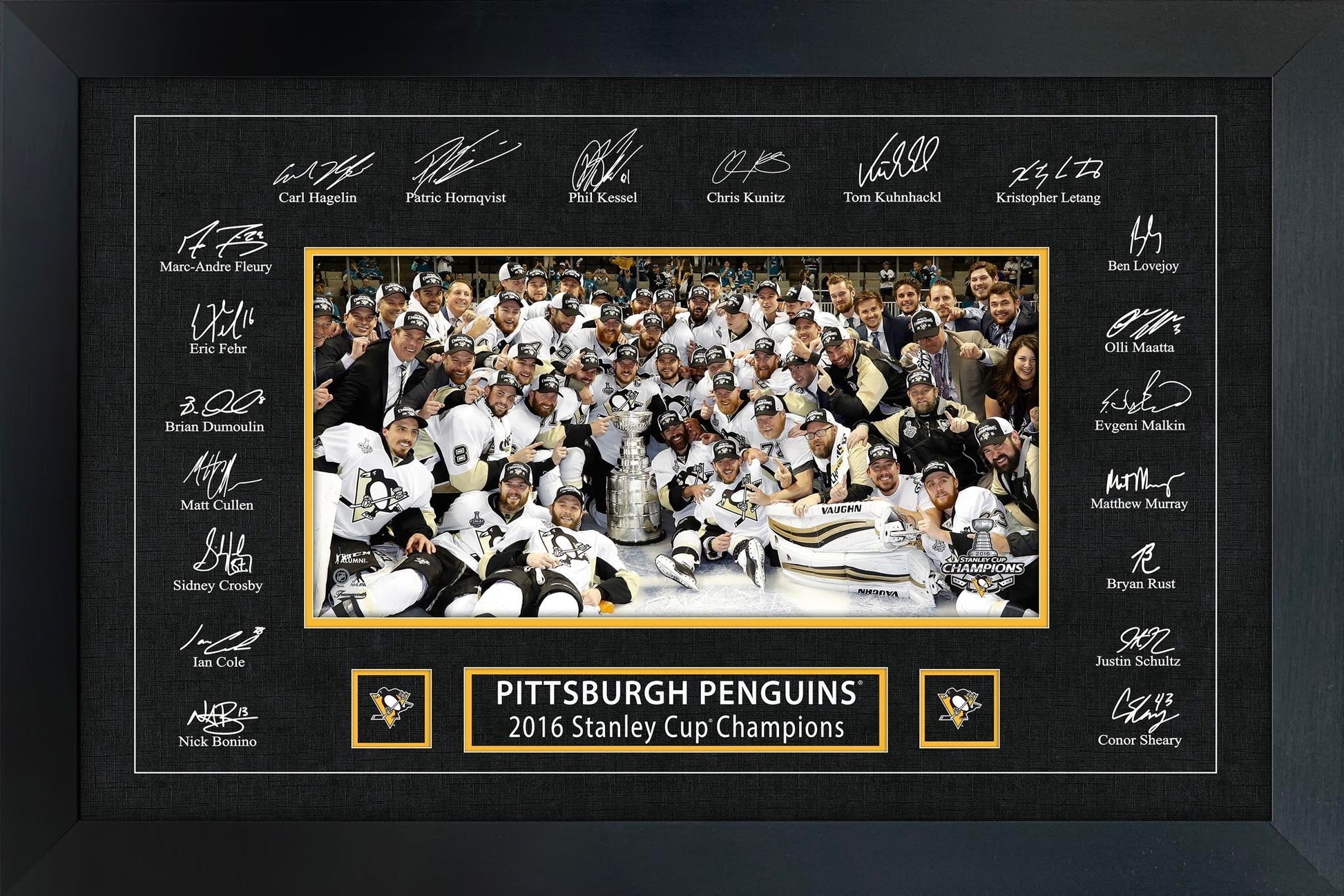 Pittsburgh Penguins 2016 Stanley Cup Replica Signature Frame - Velora Luxury Fashion