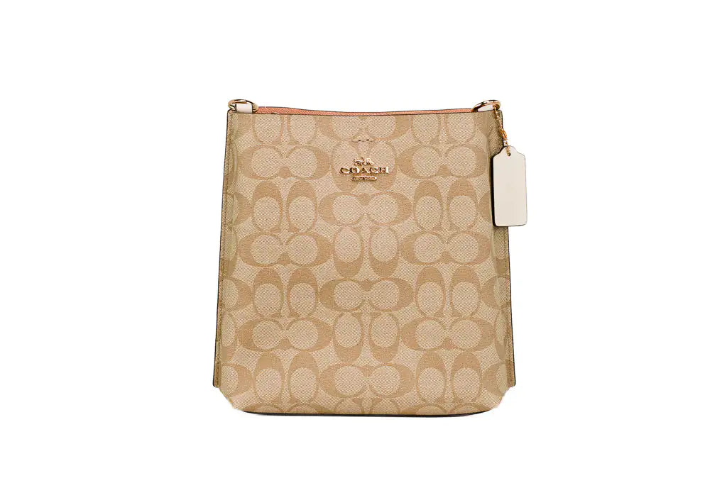 Coach (CA582) Mollie 22 Small Light Khaki Coated Canvas Bucket Crossbody Handbag
