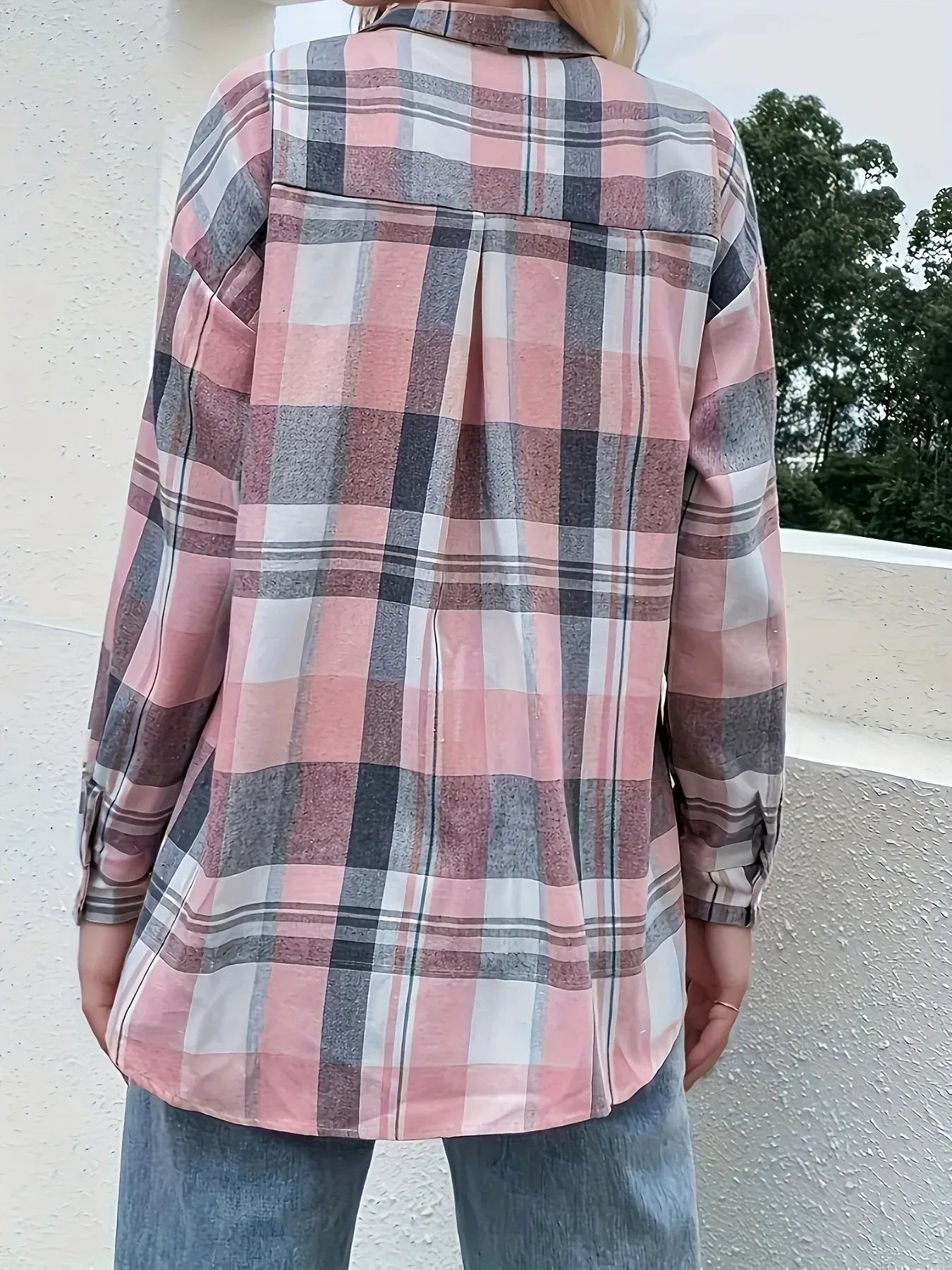 Plaid Button Up Long Sleeve Shirt - Velora Luxury Fashion
