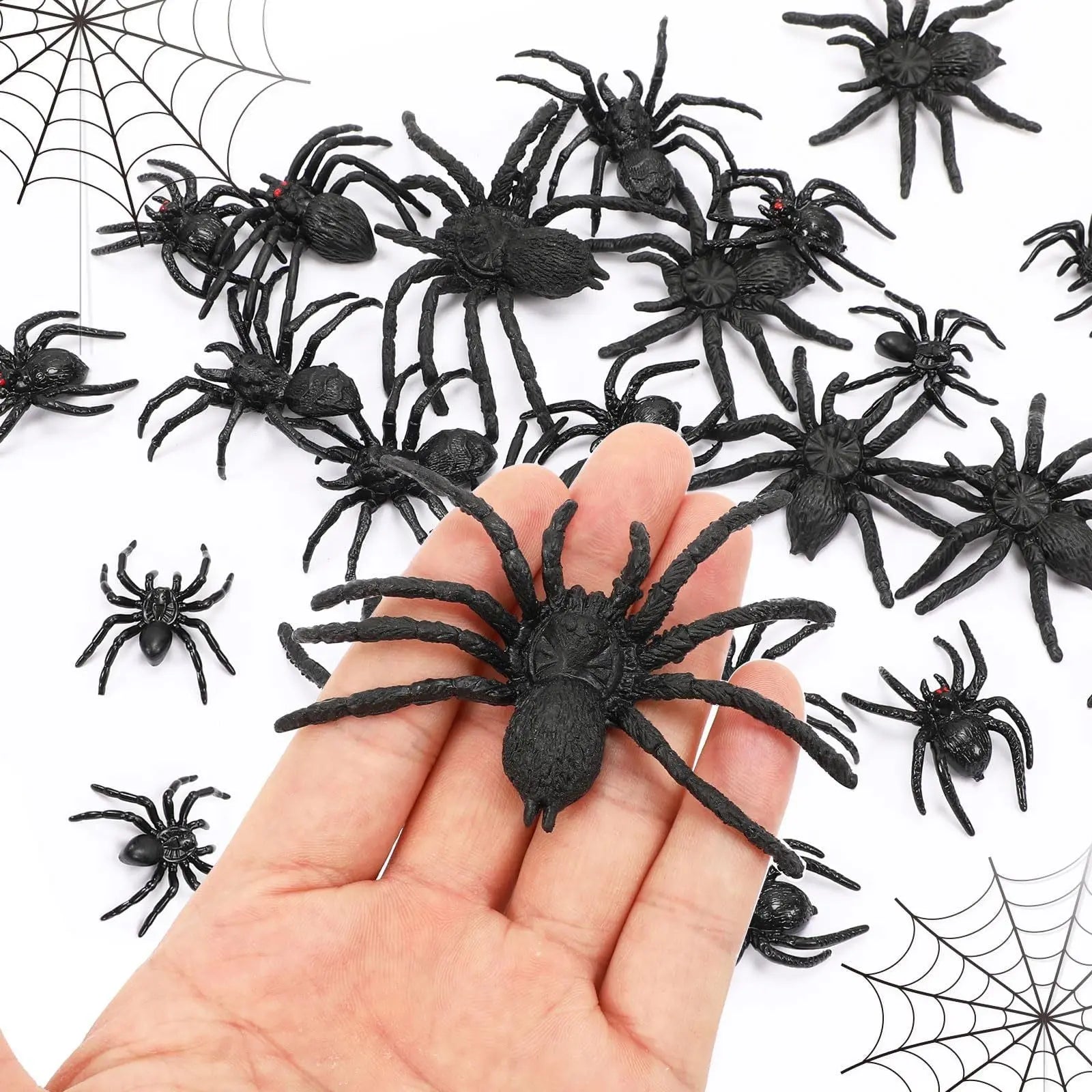 Plastic Spiders, 40 PCS Black Realistic Plastic Fake Scary Spiders Halloween Prank Props Halloween Spider Large And Small Fake Spider-Cannot Be Listed On Amazon Platform - Velora