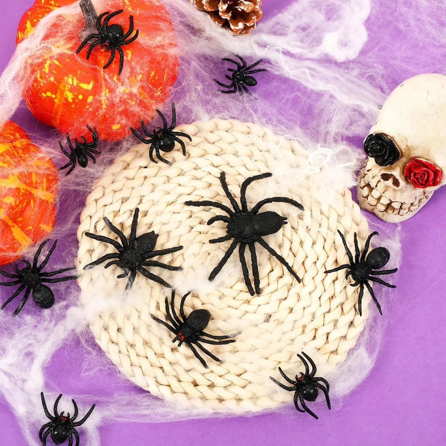 Plastic Spiders, 40 PCS Black Realistic Plastic Fake Scary Spiders Halloween Prank Props Halloween Spider Large And Small Fake Spider-Cannot Be Listed On Amazon Platform - Velora