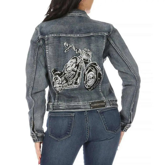 Platinum Plush Women's Motorcycle Graphic Jean Jacket Boutique of Leathers/Open Road