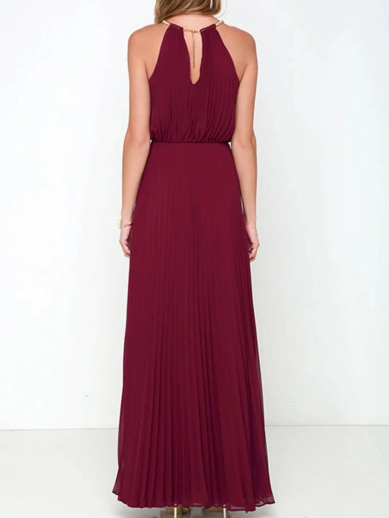 Pleated Sleeveless Maxi Tank Dress - Velora Luxury Fashion