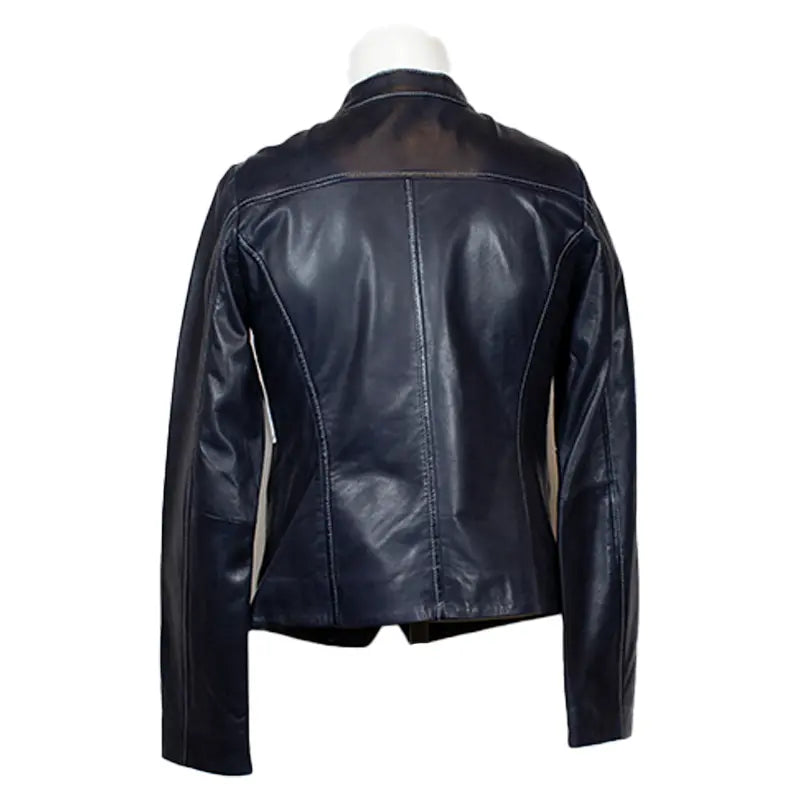 Plonge Leathers Women's Snap Collar Lamb Leather Jacket - Velora Luxury Fashion