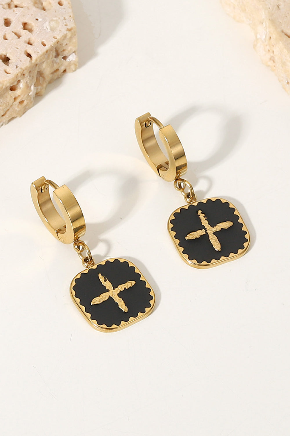 Plus Sign Square Shape Drop Earrings - Velora Luxury Fashion