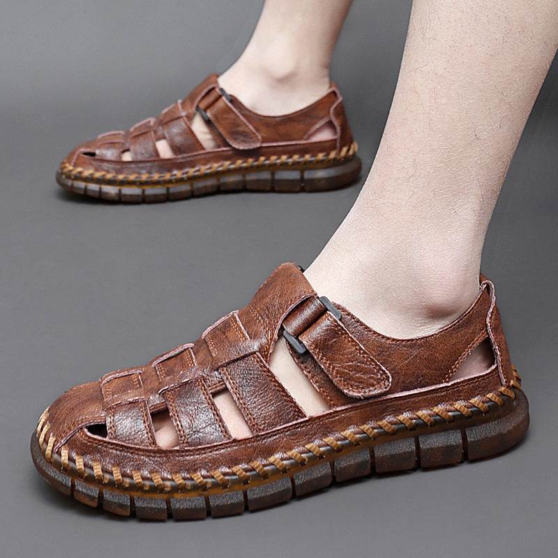 Plus Size Men's Beach Sandals Retro Hollow Out